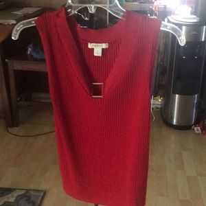 Red sleeveless blouse